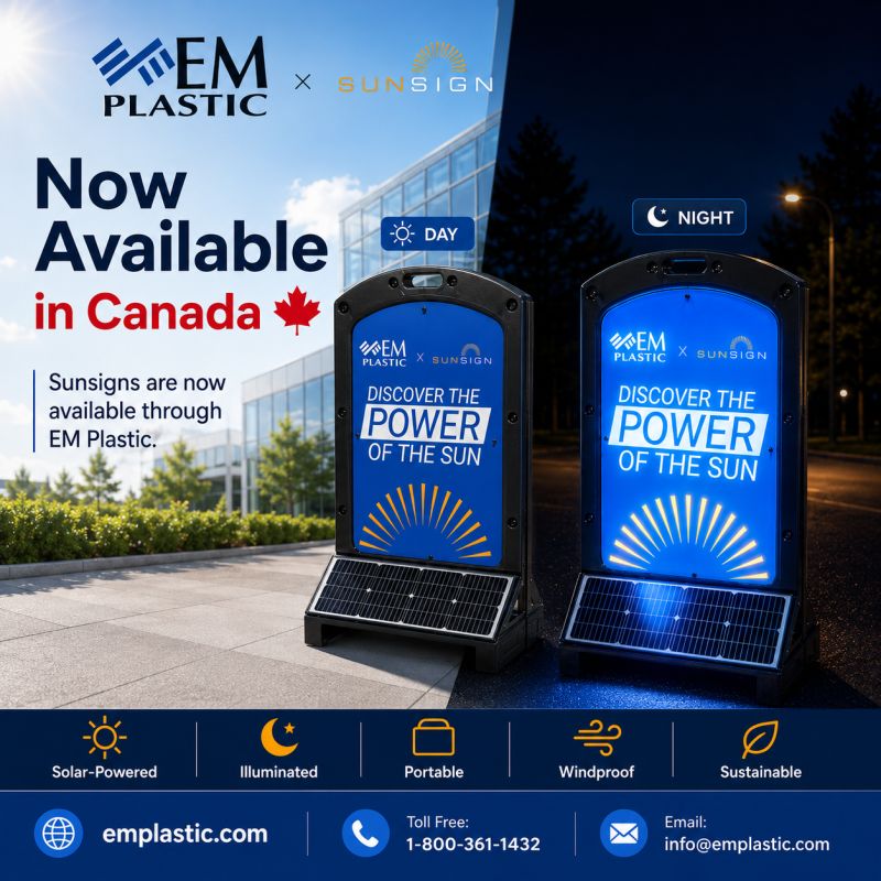 SunsignSolar's tweet photo. Sunsigns are now available across Canada through EM Plastic!

For availability and additional information, please contact Dan Cormier at dcormier@emplastic.com.

Solar-powered. Illuminated. Portable. Windproof. Sustainable

#NothingElseLikeThemHasEverExistedUntilNow
#smartcity https://t.co/UToifvqHyq