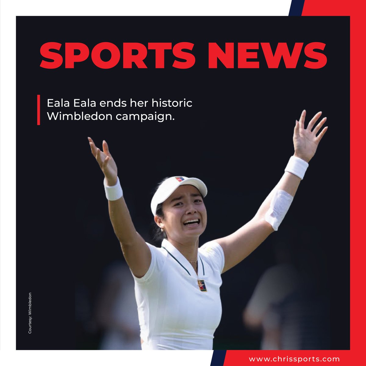 chrissportsph's tweet photo. A historic Wimbledon run comes to an end. 🎾
Alex Eala bowed out of Wimbledon after a hard-fought three-set battle against World No. 13 Jasmine Paolini, 4–6, 6–4, 3–6.
#ChrisSportsPH #PlayItYourWay #AlexEala #Wimbledon #TennisPH #BabolatFamily #Babolat https://t.co/umSan6vean