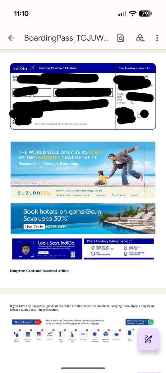 batman_tweets's tweet photo. @IndiGo6E has gone absolutely nuts over promoting their hotels and cabs.
Not only their check-in site is flooded, even boarding pass pdf is 70% of promotions, and all of it clickable, taking you to ads unintentionally at least 2-3 times you open it. https://t.co/LEZun18ESe