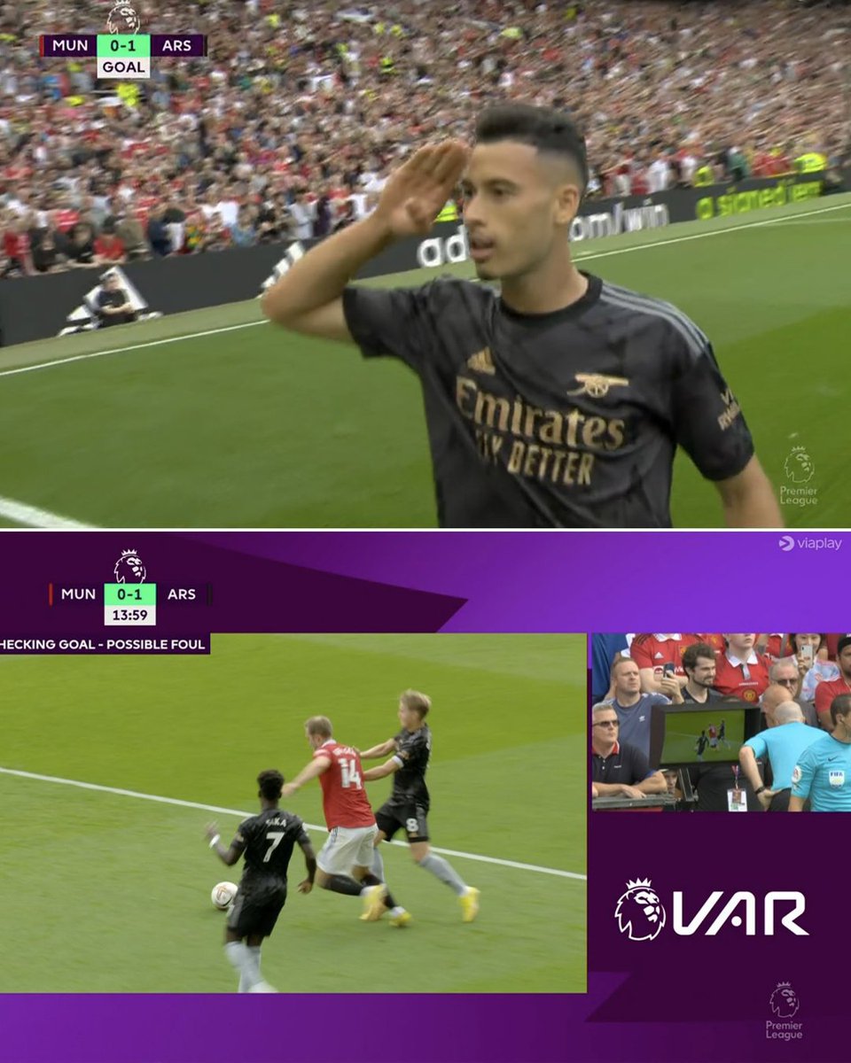 SpikeTweets_14's tweet photo. all football fans were okey with this Martinelli disallowed goal in title race because of some far fetched foul but Messi's situation is where they draw the line https://t.co/a8QSnMUIWH