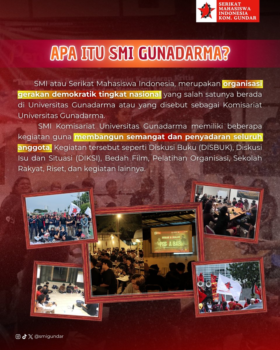 smigundar's tweet photo. OPEN RECRUITMENT📣

Anggota Baru Serikat Mahasiswa Indonesia Komisariat Universitas Gunadarma ‼️ https://t.co/KYIKM10eWW