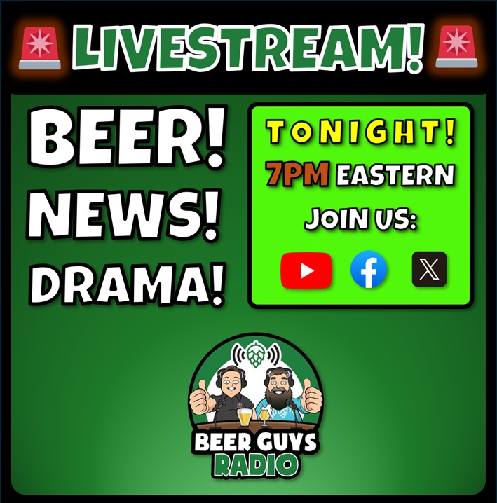 BeerGuysRadio's tweet photo. 🚨Livestream TONIGHT at 7pm EST!🚨

⏲️In about an hour we'll be live! News, events, beer drama, the usual. Drop by, hang out, ask a question, tell us what you're drinking! 

🎧On Twitter/X, Facebook, &amp; YouTube!  #CraftBeer 🍻 https://t.co/X3EVFL1MDj