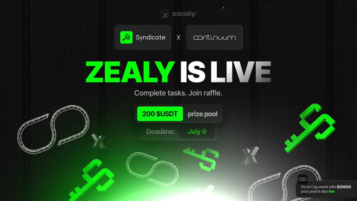 Marvelousprince's tweet photo. I've been exploring the Syndicate × Continuum Zealy campaign, and it's a fun way to learn more about the Continuum ecosystem while earning rewards for completing community tasks.
#Continuum #Syndicate #Zealy #Web3 #CryptoCommunity https://t.co/mILWw9DZJf