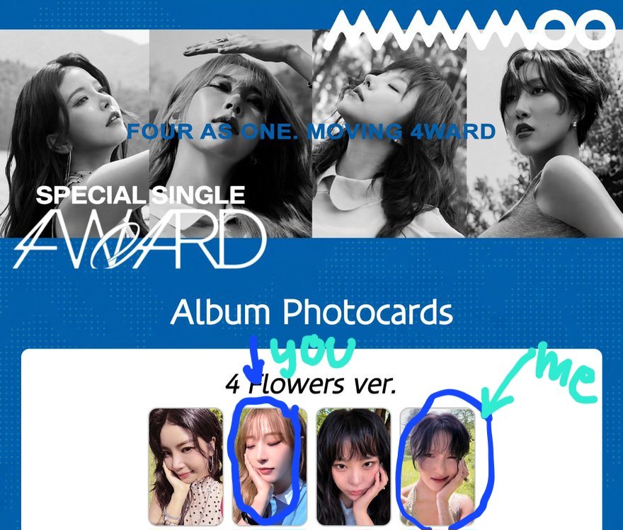 airenaja's tweet photo. WTT หาแลก โฟโต้การ์ด จากอัลบั้ม 4ward ver. 4Flowers ตามภาพค่ะ เรามีน้องจิน อยากขอแลกเป็นพิมุนค่า :)
#ตลาดนัดมามามู #ตลาดนัดMamamoo https://t.co/OHTPUjW42D