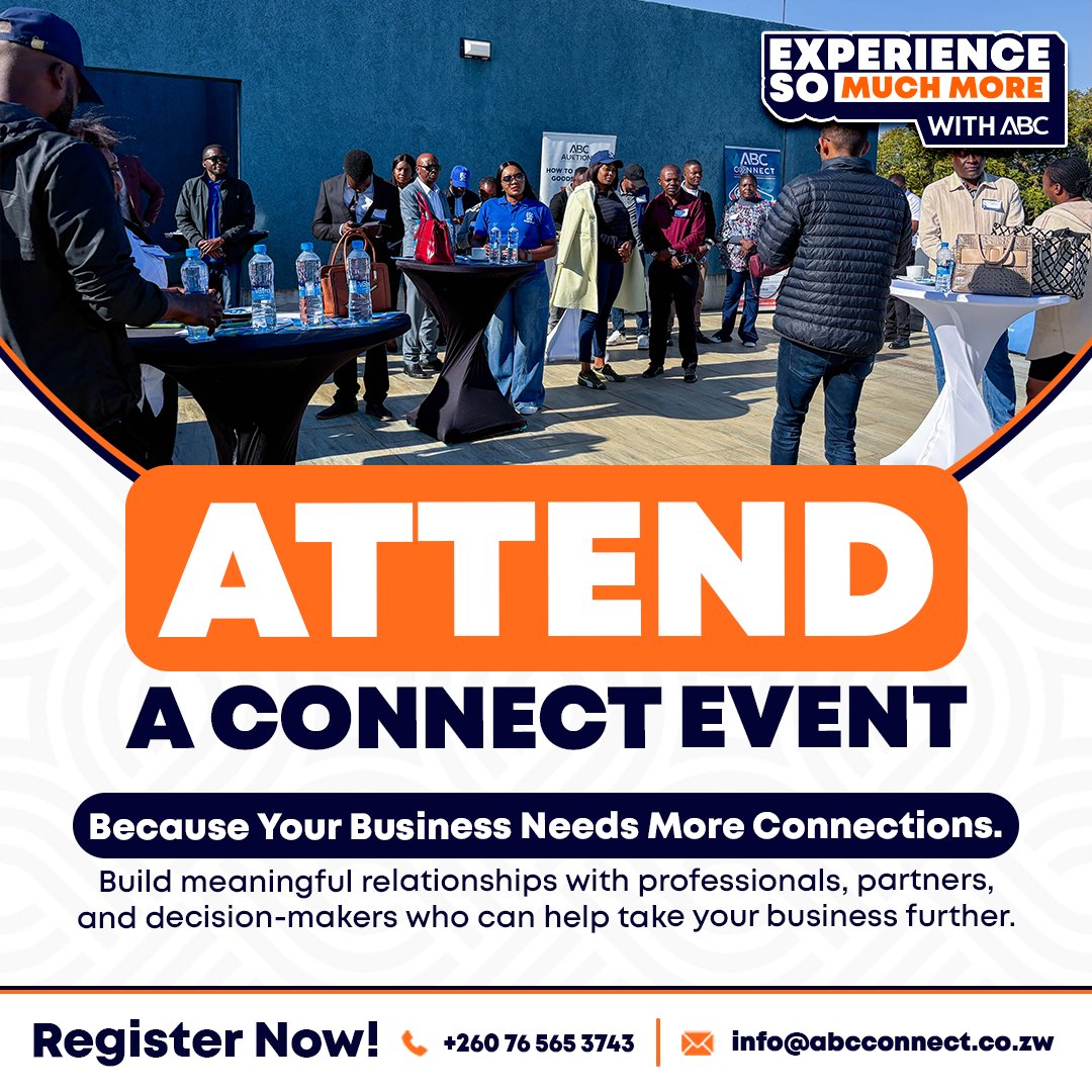 abcconnectzw's tweet photo. 🤝 Great opportunities start with great connections. Join an ABC Connect event to network with professionals, entrepreneurs and decision-makers who can help grow your business.

Register today and start building valuable relationships.
👉 https://t.co/751zkU6OLH https://t.co/D8JOr52oTG