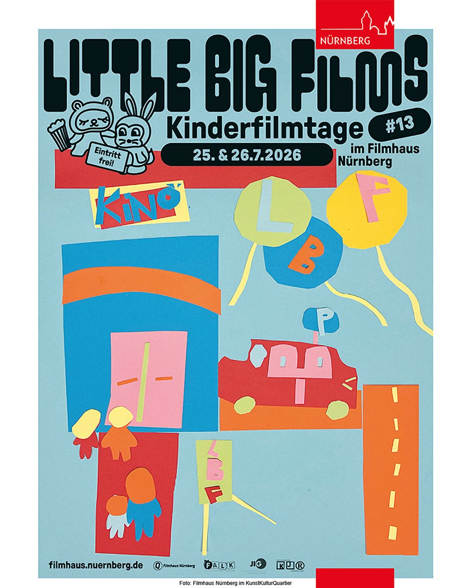 NuernbergKultur's tweet photo. Entdeckt am 25. und 26. Juli preisgekrönte Kinderfilme aus aller Welt. Euch erwarten bewegende Geschichten, Filmgespräche und ein Kinoerlebnis, das von Kindern für Kinder gestaltet wird. 🎥 https://t.co/mUinf1k0fu #LittleBigFilms https://t.co/or2caM10v4