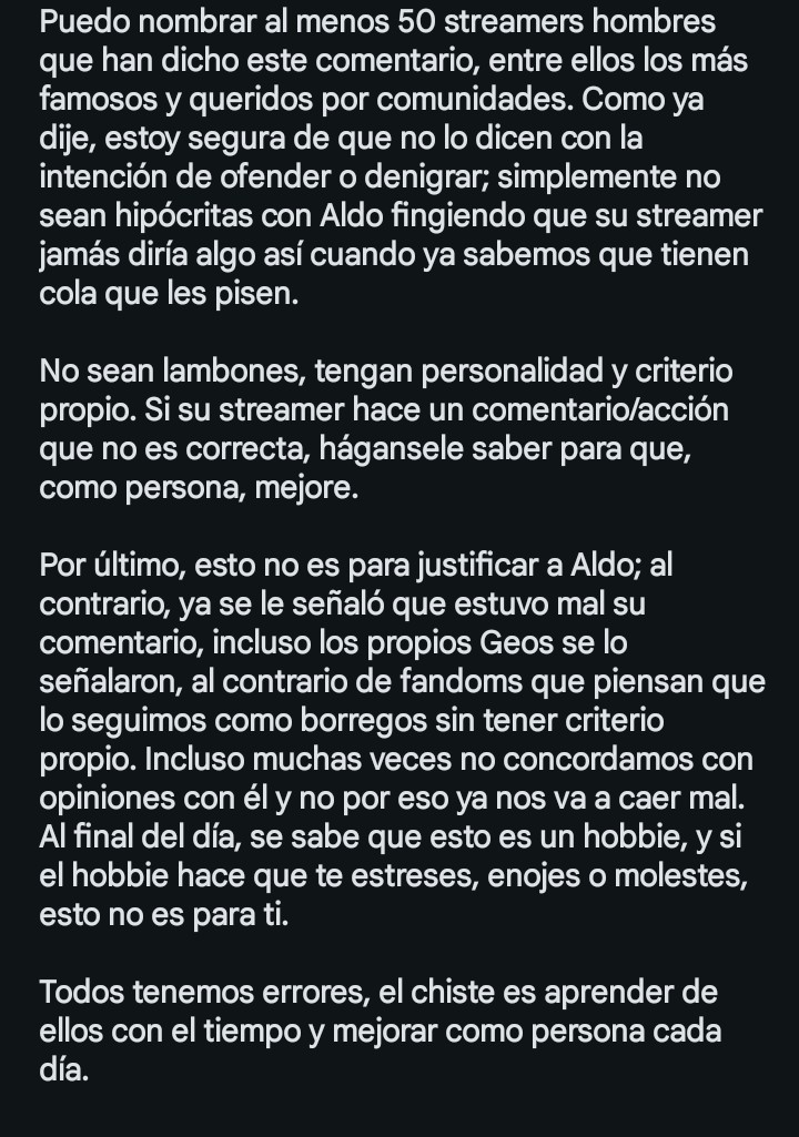 FernandaRangelu's tweet photo. Si tienen tiempo de leer esto va para todas las comunidades del streaming es sobre mi opinión como espectadora de Aldo Geo y mi perspectiva del mundo del Streaming  espero y entiendan el punto principal 🤍 https://t.co/2HPbLo5ntp