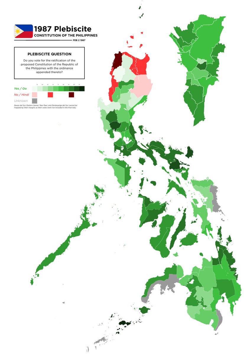 1wony1diva's tweet photo. Decided to map the 1987 constitutional plebiscite today just for fun. https://t.co/2jQEfzx1TO