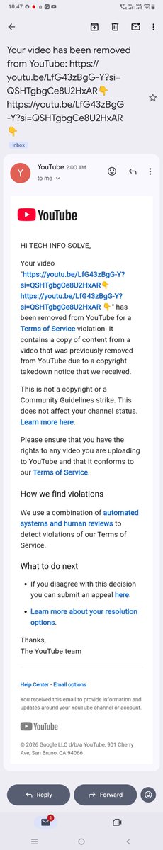 sahani00's tweet photo. Dear @TeamYouTube, my multiple 100% original videos are being falsely removed under 'Terms of Service' violations. These videos only contain my own voice and content recorded by me. It seems like a system glitch. 

My channels:
1. TECH INFO SOLVE
2. ANIL KUMAR CSC

Please help me https://t.co/yW66vrEZwJ