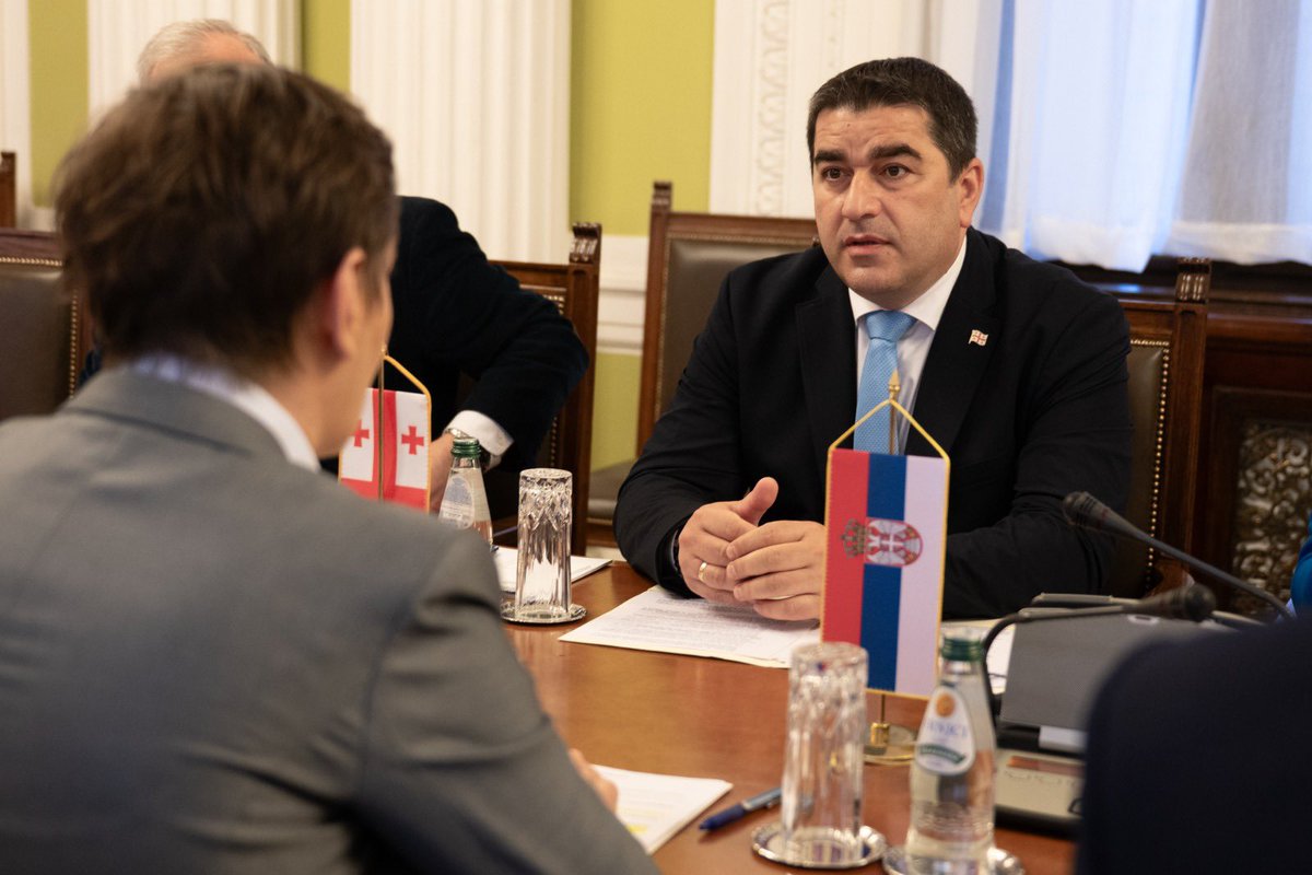shpapuashvili's tweet photo. It was a pleasure to meet with @anabrnabic, President of the National Assembly of Serbia, and reaffirm our shared commitment to further strengthening friendship between Georgia & Serbia. We welcomed positive momentum in our bilateral relations & expressed our readiness to deepen parliamentary cooperation. 
We also emphasized successful holding of the Inaugural Conference of Speakers of Parliament of EU candidate countries in Belgrade as an important step to promote experience-sharing, strengthening cooperation, and providing mutual support on our European integration paths.