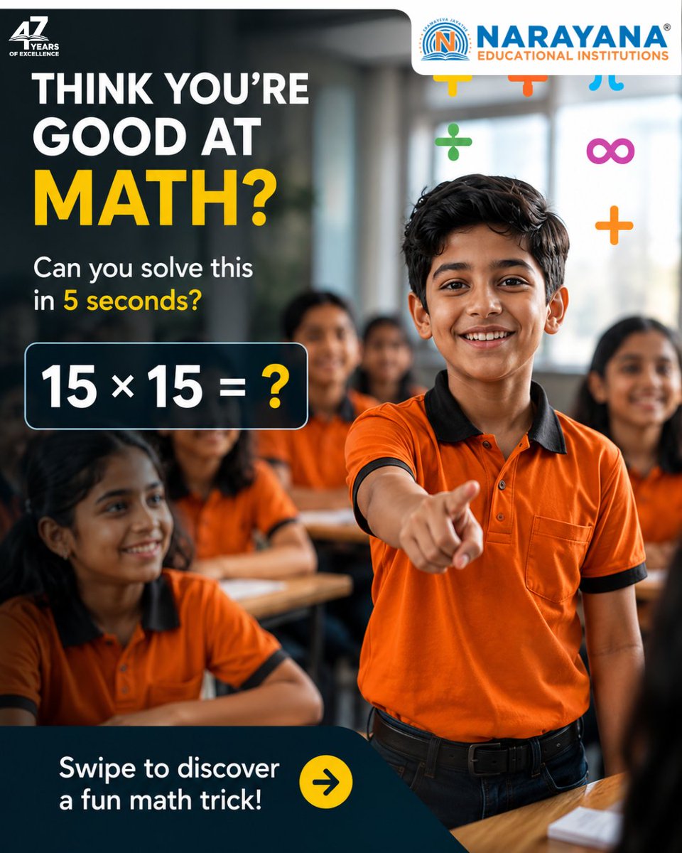 NarayanaProdigy's tweet photo. 🧮✨ Math 2.0 Day🎯
🧠 Challenge yourself, explore new patterns, and make learning fun every day!
Because every great problem solver starts with curiosity.
YourDreamsAreOurDreams💙
Team Narayana Prodigy----
#Math20Day #MathIsFun #LearningMadeFun #BrainTeasers #MathTricks https://t.co/f9Q1PGYVQh