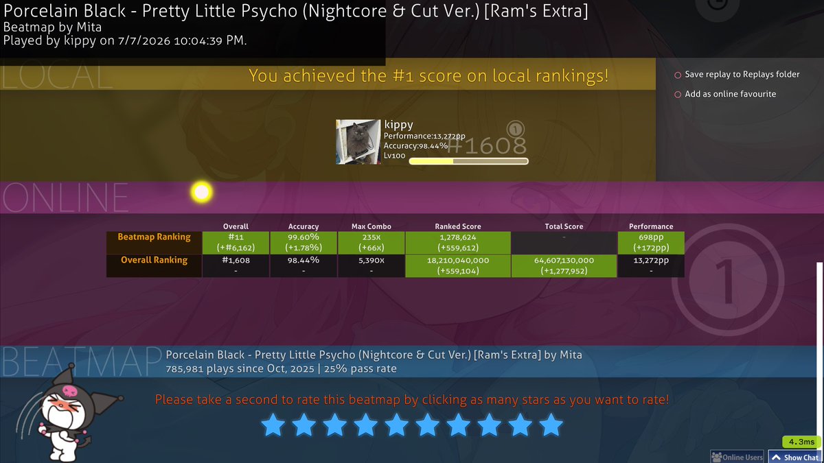 ilove3mod's tweet photo. got my third top play a little too late today and now i'm not hitting the 1.5k peak since ranks are frozen. oh well i'll do it after rework https://t.co/qdWk5f6Gtn