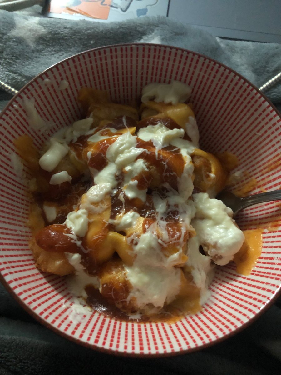 XianxiaX3's tweet photo. I took this opportunity to put potato gems, sour cream, cheese, and salsa in a bowl, it was so good; i however am now out of calories for the day (it was roughly 600-700cal)
It was good while it lasted 🤤 https://t.co/btDaLI8qif