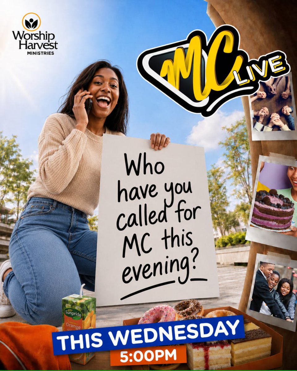 worship_harvest's tweet photo. "Hey, you free at 5?" 📞👀

​No seriously, who have you called for MC this evening? 
We’ve got the best community, great conversations, and yes... there will be treats. Don't leave your friends hanging, send that text, make that call, and let’s gather!

​See you at 5:00 PM sharp https://t.co/ulqBiaVqEo