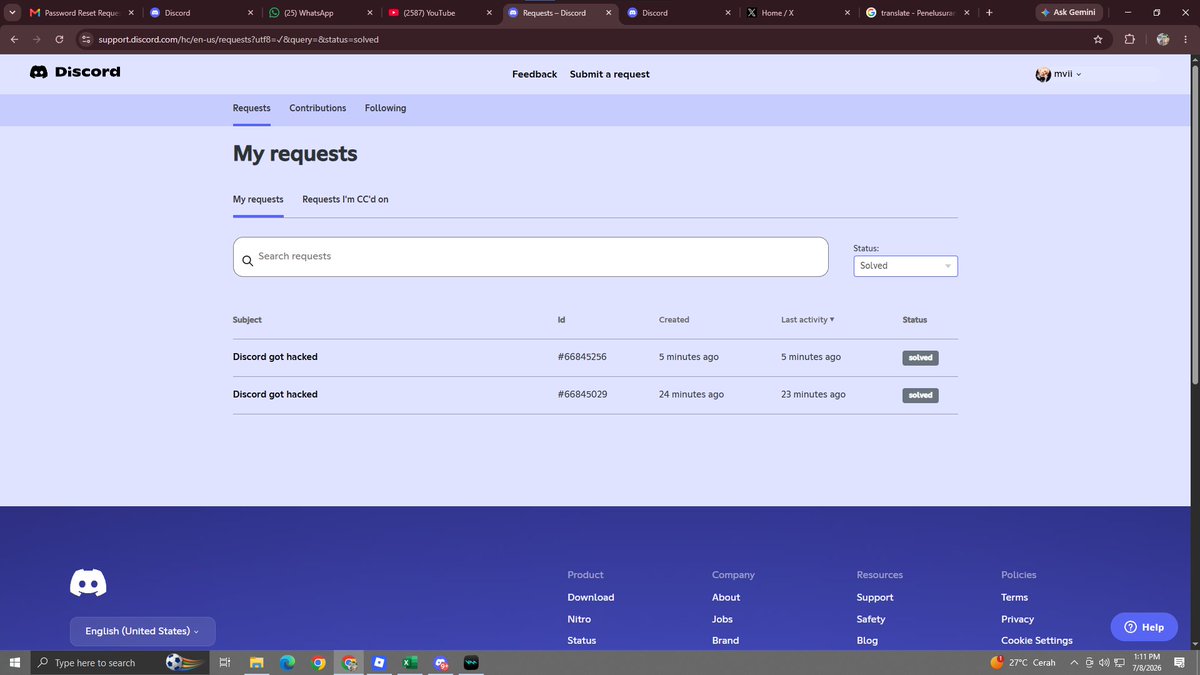 25mv_'s tweet photo. My Discord issue has been resolved. However, in reality, it hasn't been resolved. The auth code (2FA) activated by the hacker is still enabled. Does @discord_support  actually work or not? @discord https://t.co/acGxflHTIf