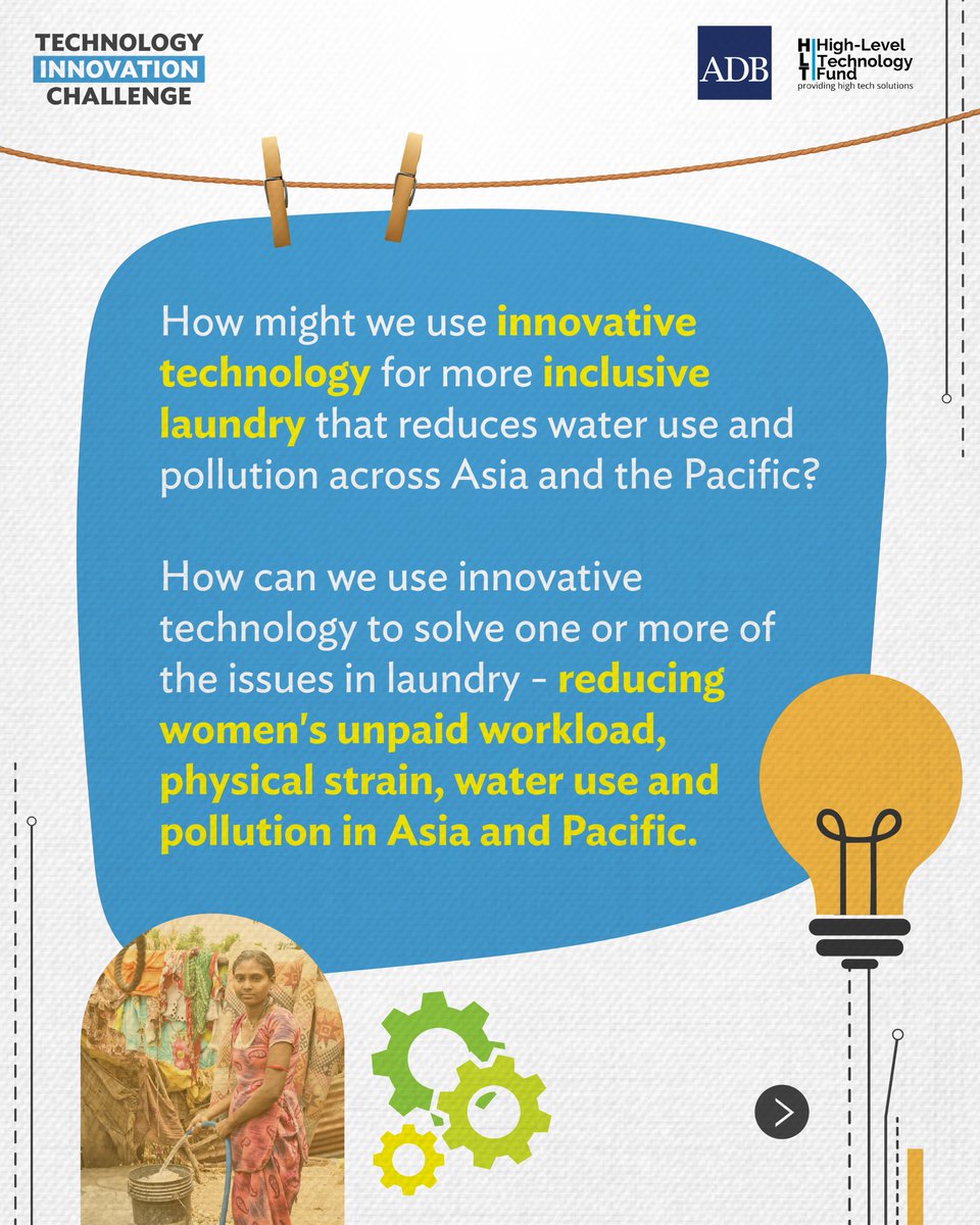 ADBWater's tweet photo. 📢 The #LaundryInnovationChallenge is looking for innovators, startups, &amp; changemakers with affordable, scalable solutions that can transform laundry practices and create a more inclusive &amp; sustainable future.🫧

Sign up &amp; learn more 🔗 https://t.co/tQlLOE4OC9

#TechForGood https://t.co/lts3bRCrEd
