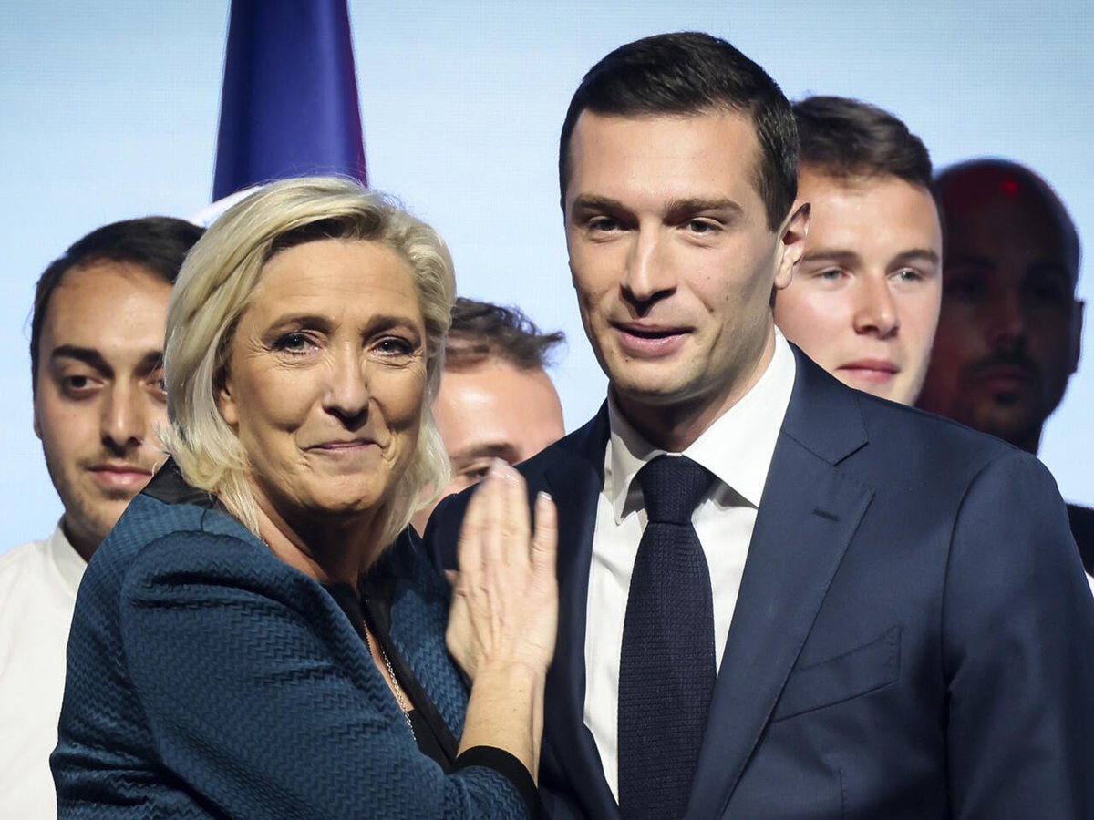 BasilTheGreat's tweet photo. 🚨BREAKING: Marine Le Pen announces she has selected her protégé  Jordan Bardella as candidate for Prime Minister

A Nationalist Revolution is coming

The EU are terrified https://t.co/a0A6Kxd4eN