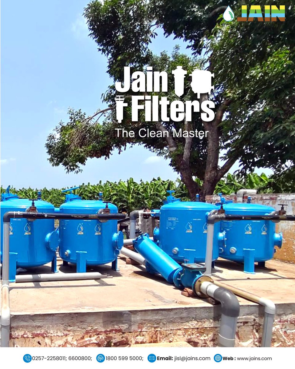 JainIrrigation's tweet photo. The Jain Filtro Master ensures efficient filtration to protect your irrigation system from clogging and downtime!

Built for high performance and smooth operation, it delivers reliable performance for smarter and more productive farming 🌱 https://t.co/JwwRuApFsS