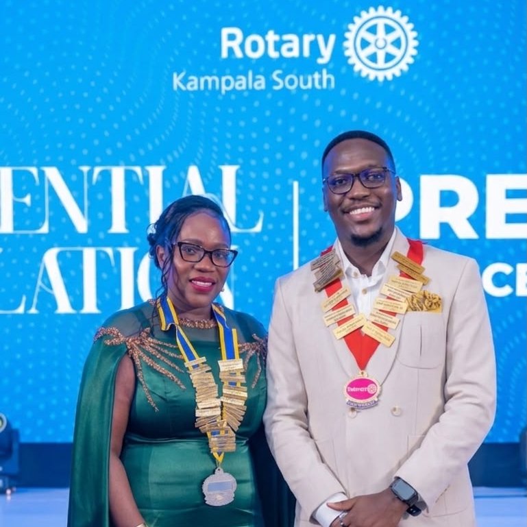 rctkampalasouth's tweet photo. An Iconic Rotary Moment: Rtn. Francesca Kakooza, President of the Rotary Club of Kampala South, and Rtr/Rtn. Creven Mukwenda, President of the Rotaract Club of Kampala South.
#RotaryLegacy #RotaractLegacy #PeopleOfAction #ServiceAboveSelf https://t.co/KxF13xVODt