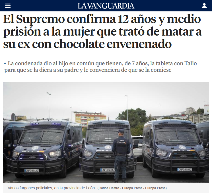 FundaHOM's tweet photo. ·La mujer roció una chocolatina con raticida y se la dio a su hijo de 7 años para que se le diera de comer a su ex.
·El hombre, tras ingerirla, fue ingresado y actualmente está ciego y con problemas para caminar.
·La han condenado a 12 años de cárcel.
https://t.co/ePrDxyfL7U https://t.co/Sj28KWXkYk