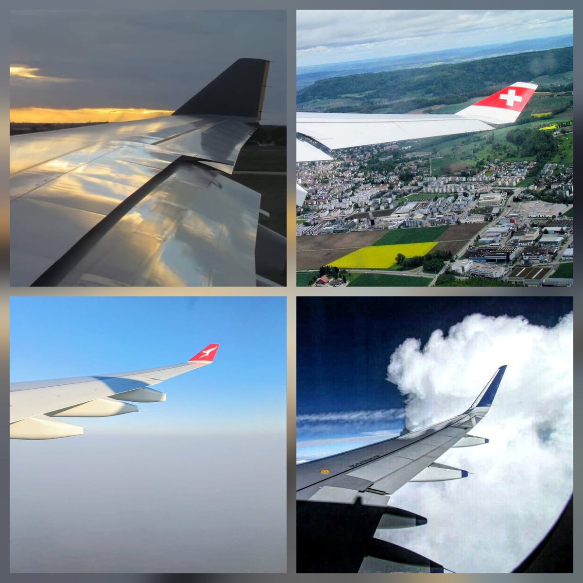 6eJet's tweet photo. It's ##WingWednesday A selection of Views from random flights
#aviation #Singaporeair #Qantas #flyswiss #IndiGo.6e #Lufthansa #klm #AmericanAir https://t.co/8TnEpFhXCR