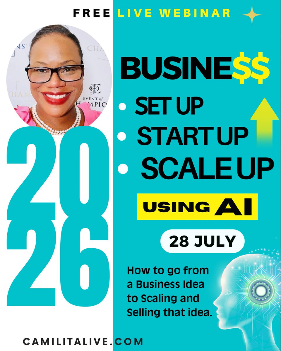 eventofchampion's tweet photo. 😁 SUPER EXCITED! Get Ready for ✨Business Set Up, Start Up, and Scale using ‘AI’ in 2026✨

We have launched, grown, &amp; scaled multiple businesses the last 15 years and taught others last 10 years across the globe to do the same.

👩‍💻 REGISTER FREE NOW 👉 https://t.co/5gzbXUmn9m https://t.co/9HrqH0lWF7