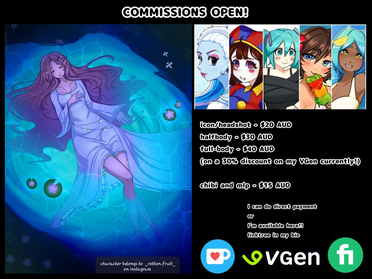 mccaitlyn4's tweet photo. This is probably my 1000th commission post but I now offer more options!!

If you're confused about the direct payment I just send an invoice to your email and you can pay it straight up! 

Pls commission me...
😔🐡

#commissionsopen #artcommissions #digitalart #ibispaint #vgen https://t.co/xIAiFlLtlC