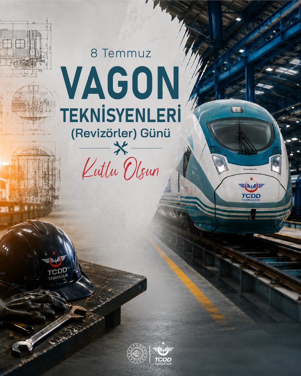 TCDDTasimacilik's tweet photo. 🛤️Demiryollarımızın güvenliği için özveriyle görev yapan, seferlerin emniyetli ve konforlu geçmesinde büyük emeği bulunan tüm vagon teknisyenlerinin 8 Temmuz Vagon Teknisyenleri (Revizörler) Günü’nü kutlarız.

#TürkiyeHızlanıyor 🇹🇷 https://t.co/Hffon2PXZM