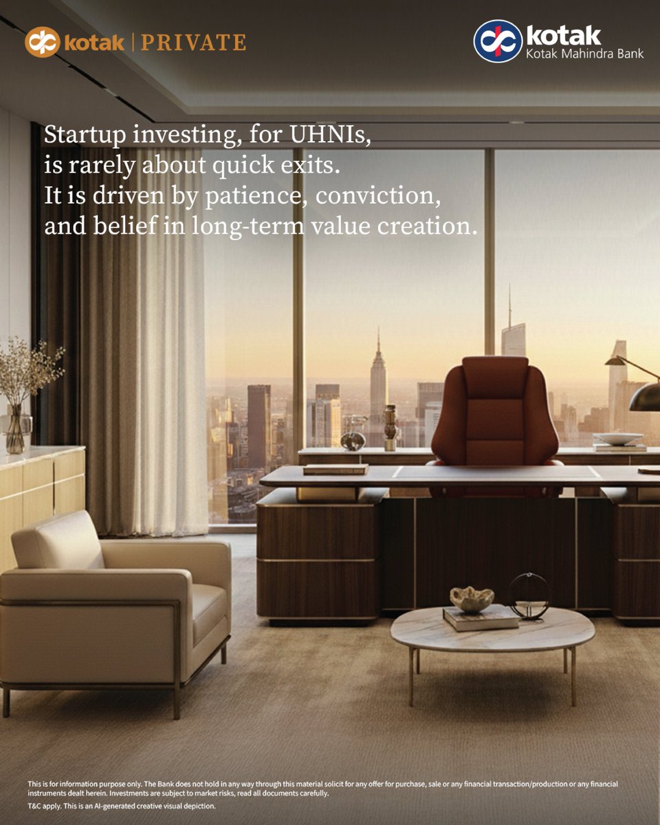 Kotak_pvt's tweet photo. For UHNIs &amp; family offices, startup investing is a long-term play shaped by vision, risk appetite and goals.

Explore how venture investing can align with long-term intent and impact.

Read more: https://t.co/FfXKsjmdHP

#InsightOut #KotakPrivate https://t.co/i5iQT83RkE