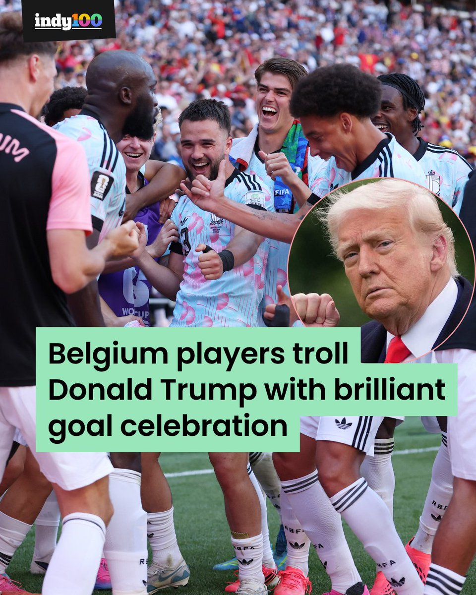 indy100's tweet photo. Belgium mock Donald Trump dance 🇧🇪

Belgium players seemed to celebrate the final goal in their 4-1 win over USMNT by mocking US President Donald Trump's dance.

#DonaldTrump #Belgium #USMNT #WorldCup #FIFAWorldCup

https://t.co/umPUT9M2O7 https://t.co/daNG6ldXyN
