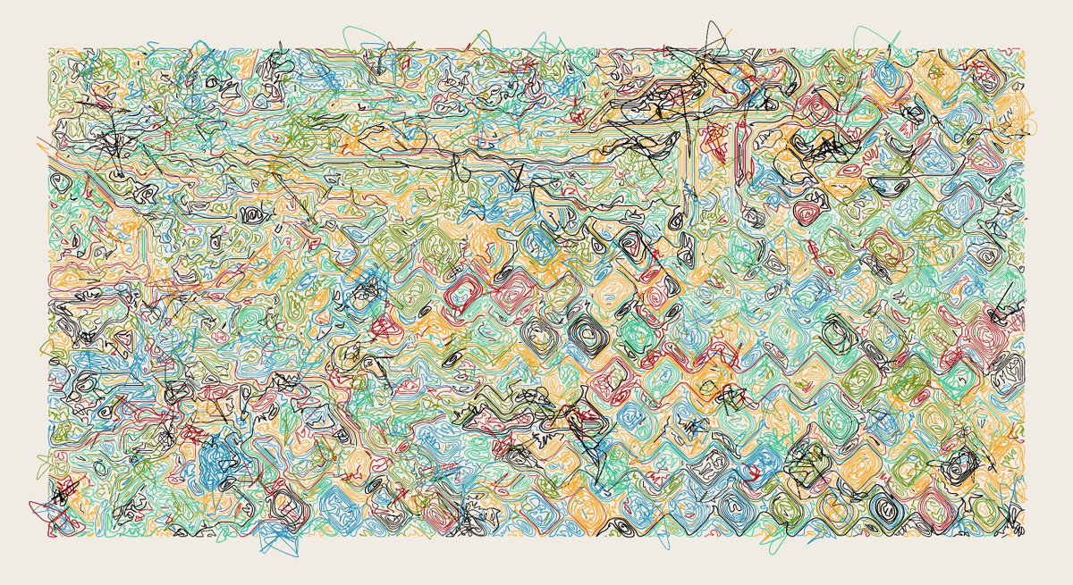 CCDDBB's tweet photo. Plottable Mess - Alternative Render #2
#javascript #plotterart #plottertwitter #generart #genart #digitalart #abstractart #graphicart https://t.co/sH53i3JH1E