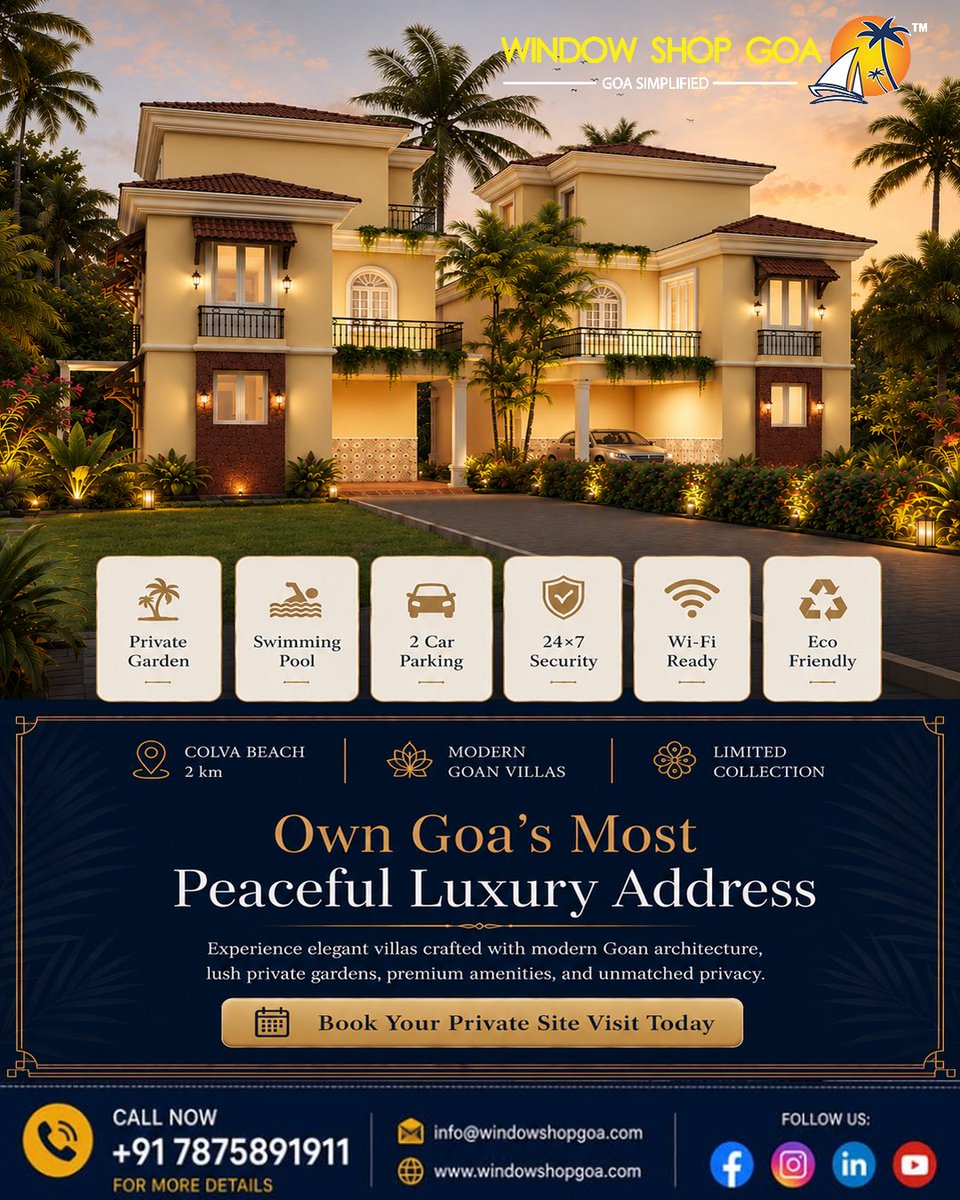 wsg2021's tweet photo. Looking for a peaceful villa in South Goa?

Call +91 7875891911 or visit Window Shop Goa to book your private site visit.

#goaproperty #villasforsale #colvagoa #southgoaproperty #luxuryhomes #goarealestate #propertyinvestment #holidayhomegoa https://t.co/t7YLJ1Z0Eu