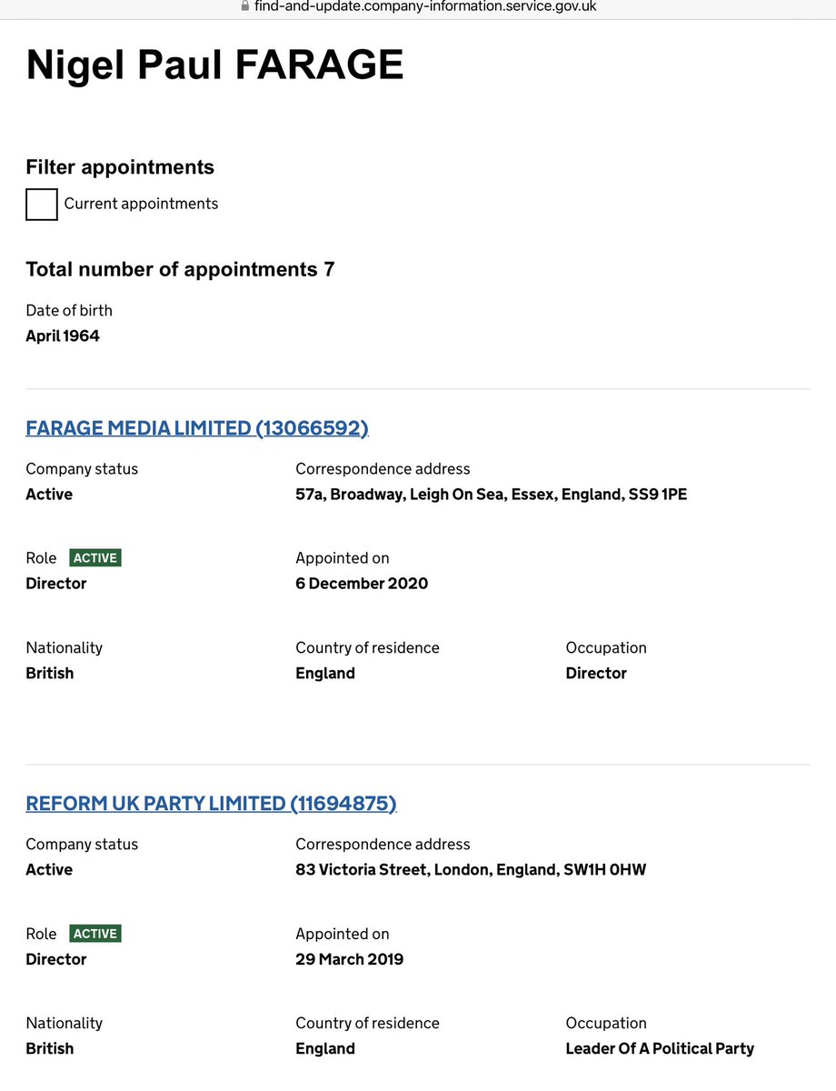 BrexitBuster's tweet photo. @MarinaPurkiss @jamesdavidmagee Farage has owned the bloody limited company since it was registered in 2018 as The Brexit Party Ltd. The only change has been the name to Reform UK Party Ltd. Here are the receipts from Companies House. Same company, same owner, same control, same shit. 💩 https://t.co/brR19bYgRq