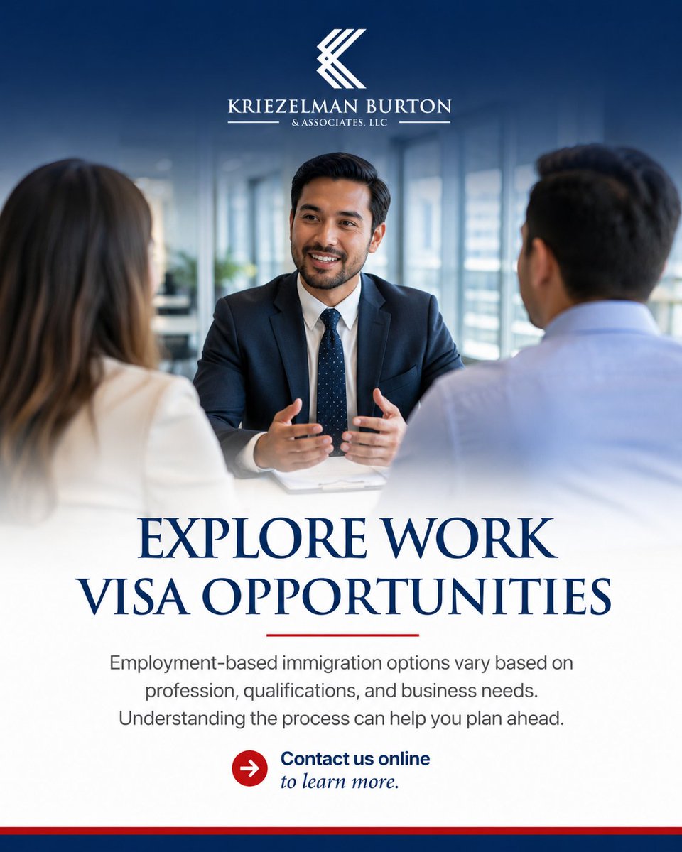krilawyers's tweet photo. Employment-based immigration opportunities vary based on profession, qualifications, and business needs. Contact us to learn more about available pathways and planning considerations.
#WorkVisa #EmploymentImmigration #BusinessImmigration https://t.co/KlsXEoZYTr https://t.co/Qhriw1Ic9P