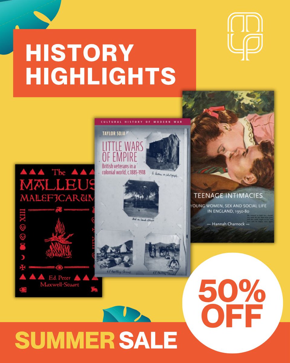 ManchesterUP's tweet photo. Still not set on your summer 2026 history read?

From medieval and early modern worlds to modern social history, empire, war, religion and politics, our Summer Sale brings together award-winning scholarship, editor favourites and some of our most celebrated history titles.

Save 50% on all MUP books until 9 July. Please note: discount will apply automatically at checkout, unless based in North America. North American customers, please enter discount code SUMMER50 at checkout 🛍️