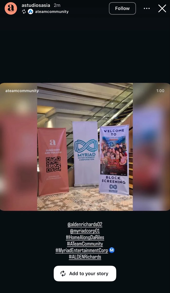 ATeamCommunity's tweet photo. Thank you for the repost, A Studios! βΊοΈ
Thank you so much again for the wonderful loot bags during the block screening ππ»
@aldenrichards02
#HomeAlongDaRiles
#ATeamCommunity
#MyriadEntertainmentCorp βοΈ
#ALDENRichards https://t.co/UsmBzMByyV
