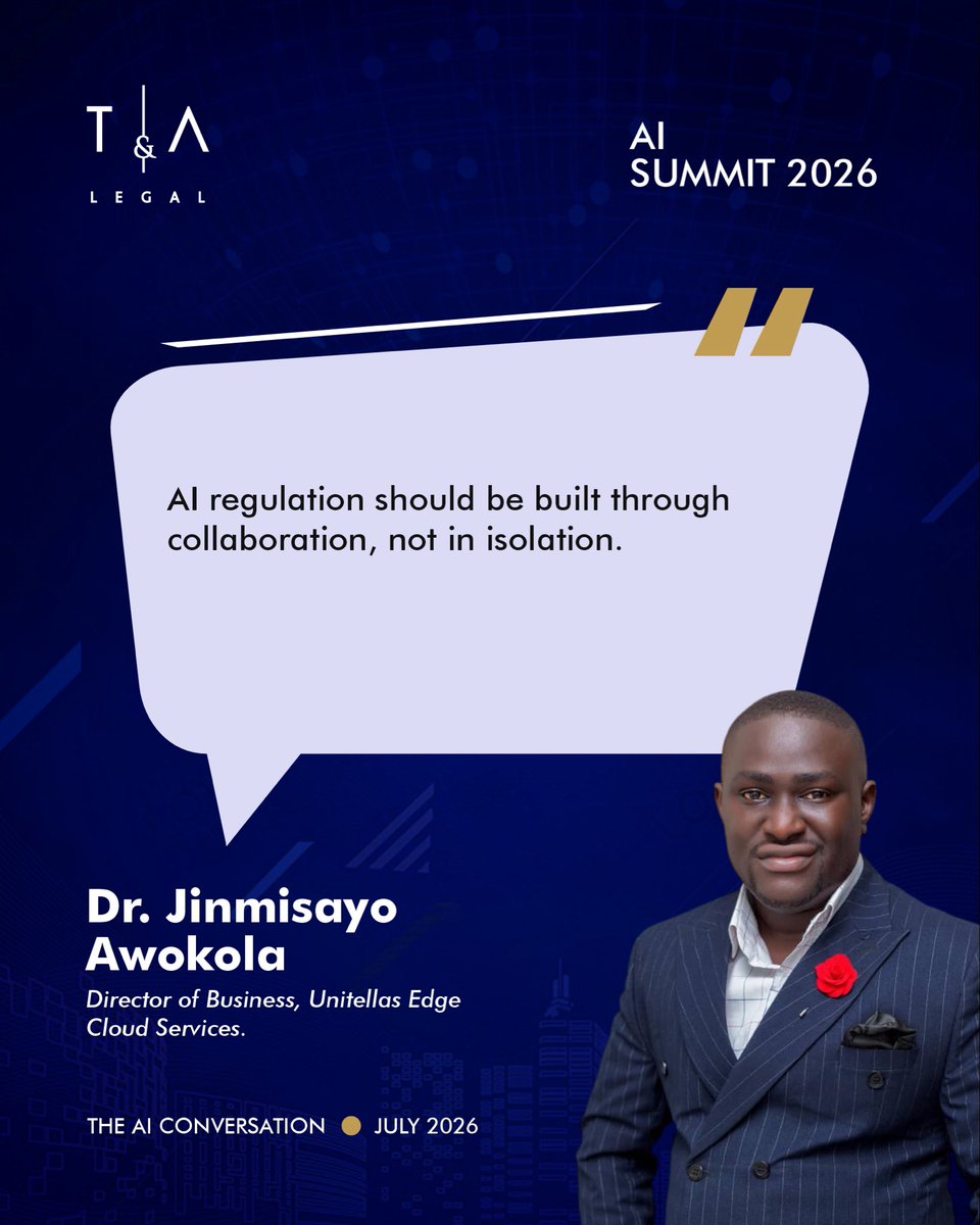 TundeAdisa_LP's tweet photo. AI regulation should be built through collaboration, not isolation – Dr. Jinmisayo Awokola
.
.
#TALegal #AISummit #TheAIConversation #AIPolicy https://t.co/taIclo1o4Q