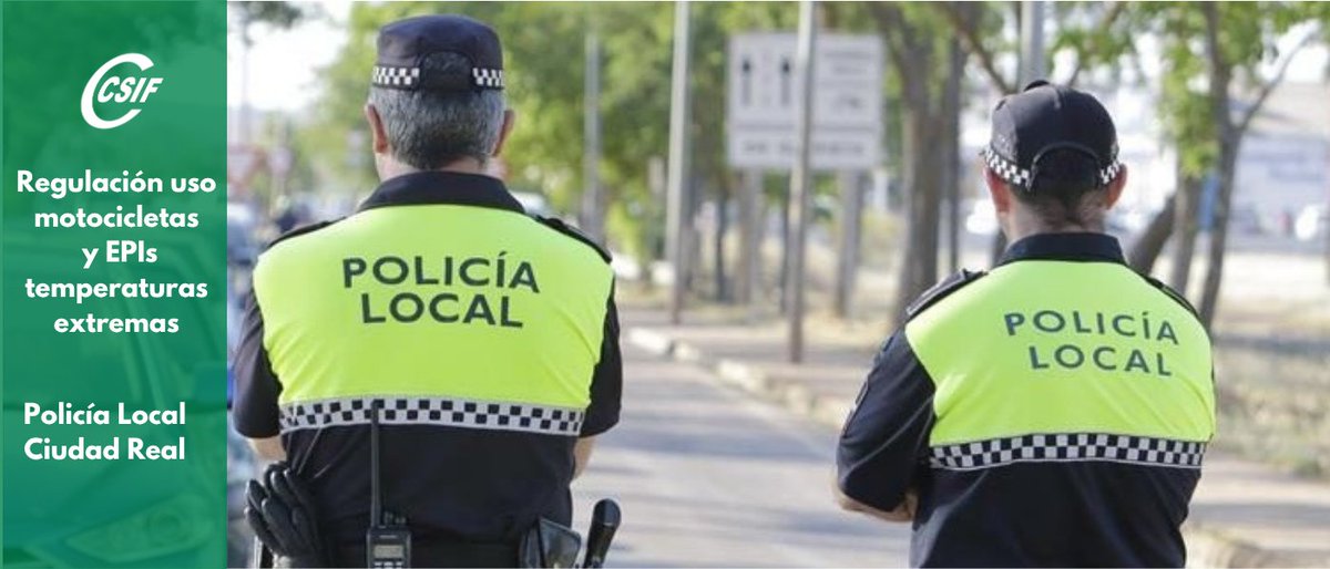 CSIFCIUDADREAL's tweet photo. 👉CSIF solicita al Ayuntamiento de Ciudad Real un protocolo que regule el uso de motocicletas y EPIs a la Policía Local durante los días de temperatura extrema☀️👮

#csifsitedefiende #csifsiempreatulado 💚

https://t.co/jFAHUUhofo https://t.co/aIjkUzrllW