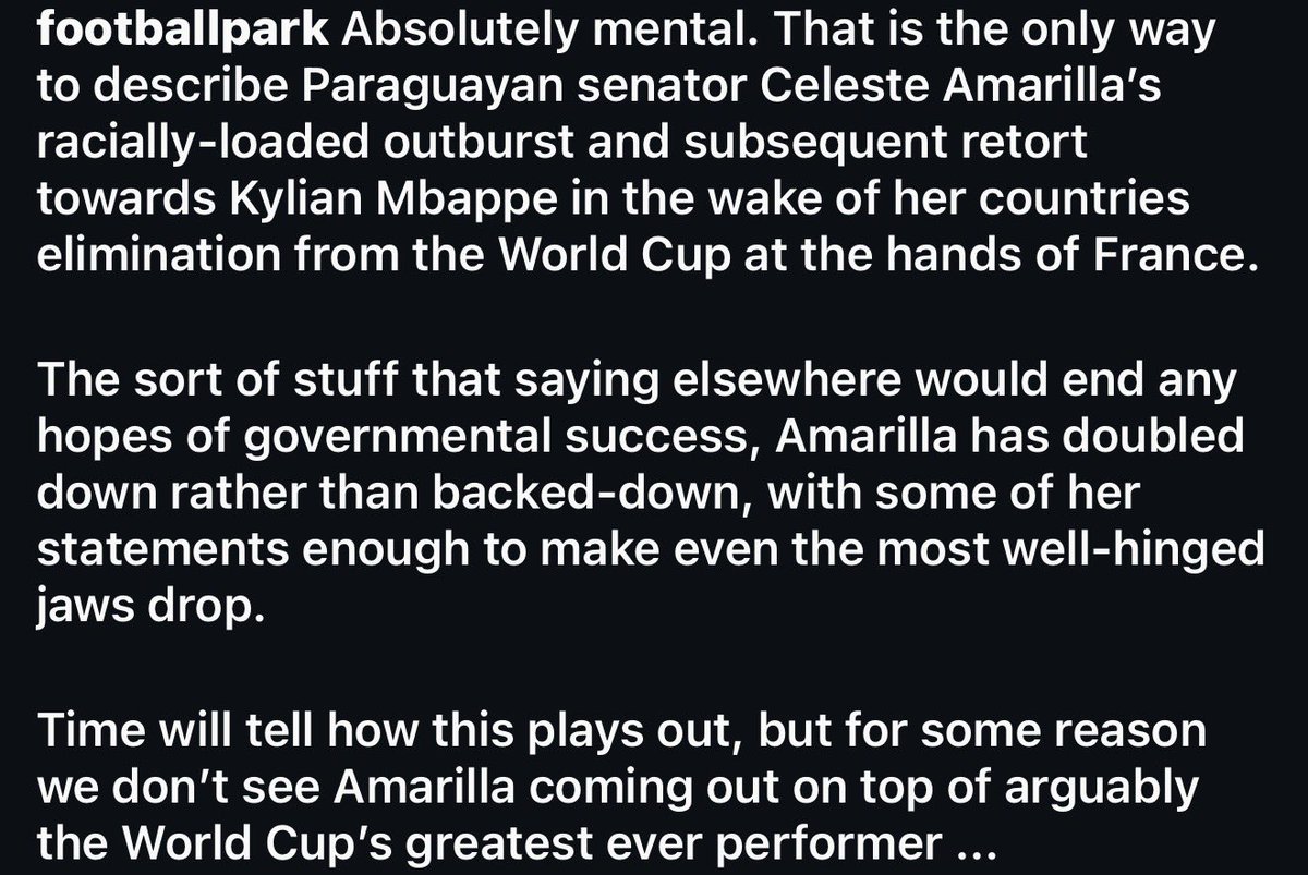 liverbird2102's tweet photo. Evidence of blatant racism from Paraguayan Senator regarding Kylian Mbappé this won’t be covered up or pushed under a carpet https://t.co/BQw1AOZE1o