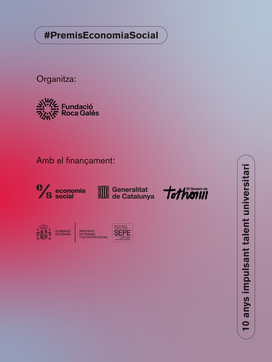 rocagales's tweet photo. ⏳ Última crida!

Queden pocs dies per presentar el teu treball als Premis d'Economia Social.

Si el teu TFG o TFM impulsa alternatives per transformar el present, no deixis passar aquesta oportunitat.

📅 Fins al 20 de juliol.
🔗 Més info: https://t.co/njmgXvY7qI https://t.co/kndWtX5yVH