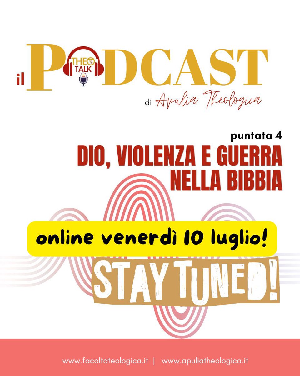 FacoltaPugliese's tweet photo. Nell’ultimo episodio abbiamo parlato con @MassimoFaggioli del rapporto tra Fede e politica. Riascolta l’episodio 3 (https://t.co/gfrJerdpPw).
Prossimamente online la quarta puntata di Theo-talk, sul tema: Dio, violenza e guerra nella Bibbia. https://t.co/WxBZMnK5Pi