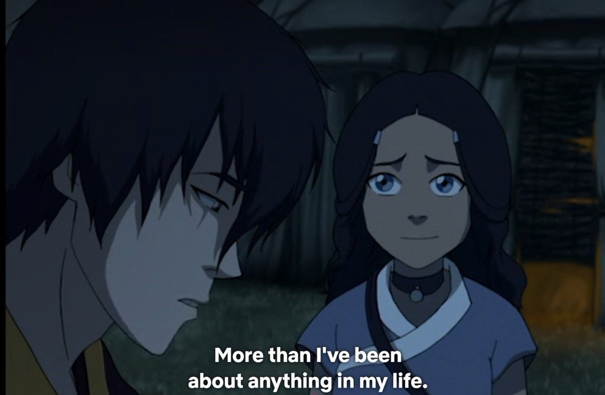 zukosbuns's tweet photo. well he did it with katara and he doesn't even like her romantically so it says a lot abt his canon romantic relationship 😭 https://t.co/asCzm125un
