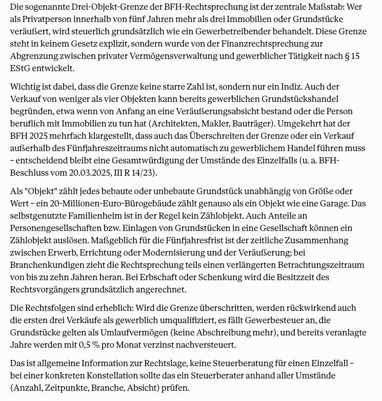 BerlinBone's tweet photo. @marschtz71 @KielerFinanzen Dafür reicht das Feld leider nicht. Bei der Klassifizierung zum gewerblichen Grundstückhandel gibt es keine feste Regel. Bis zu 3 Objekten ist das Finanzamt idR fine. Nachnach kommt es auf die Gesamtschau an: Haltedauer, Vermietung, etc. https://t.co/rpSLkaMJBr