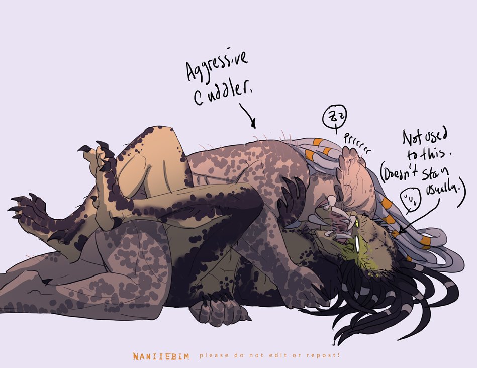 naniiebim's tweet photo. Elder.... Wolf is dying...  

Old Man Yautja Yaoi  Wolf waking up and getting aggressively cuddled.  

The old man can and will pretzel you. https://t.co/VzM5WqZuat