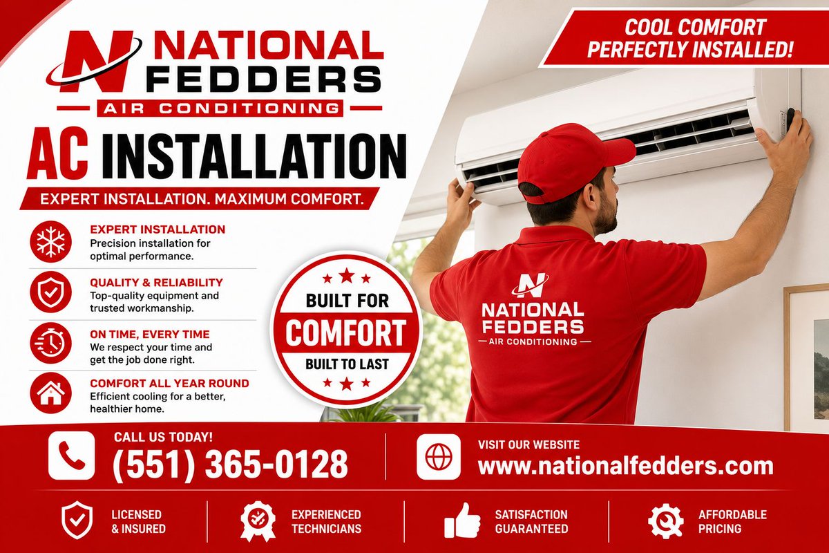 air_fedders's tweet photo. Stay cool this summer with our professional AC installation in New York. Trust our skilled technicians for reliable and efficient service. Call us Today: (551) 365-0128 or visit: https://t.co/p5DHNJGByG
#HVACservice, #HVAChacks, #HVACinstall, #Install, #Installation, #HVACrepair https://t.co/fna0DJKrre