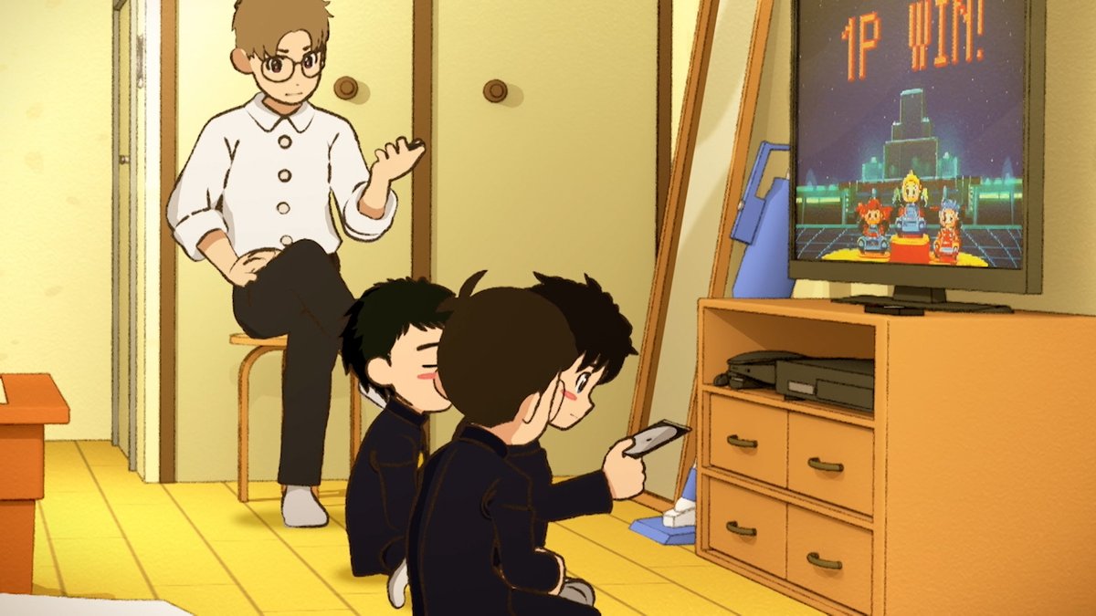 thunder3_pyon's tweet photo. /／
　 TVアニメ『#サンダー３』
　　放送開始まであと3⃣時間
\＼

担任・ドクの家でゲームをするスモール３
今夜どんな物語が展開されるのか…お見逃しなく！

✎﹏﹏﹏﹏﹏﹏﹏﹏﹏﹏﹏﹏﹏﹏﹏
⚡“カミナリ”級の衝撃に備えよ！⚡
https://t.co/LskST2Ekgu
今夜 24:50～
フジテレビ「+Ultra」ほかにて放送開始！
Netflixにて7月8日世界独占配信！
﹏﹏﹏﹏﹏﹏﹏﹏﹏﹏﹏﹏﹏﹏﹏﹏