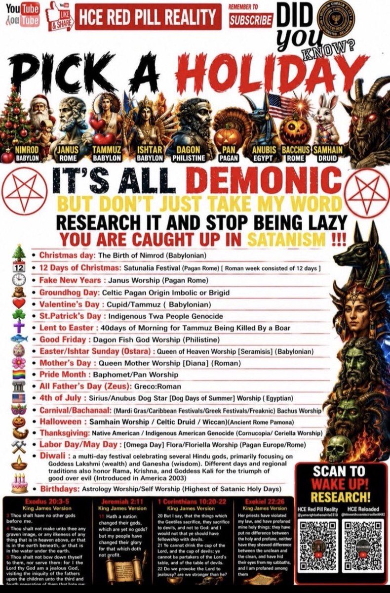 Nancy023922191's tweet photo. Pick a holiday. It’s all demonic. https://t.co/ucwU6VG5vF