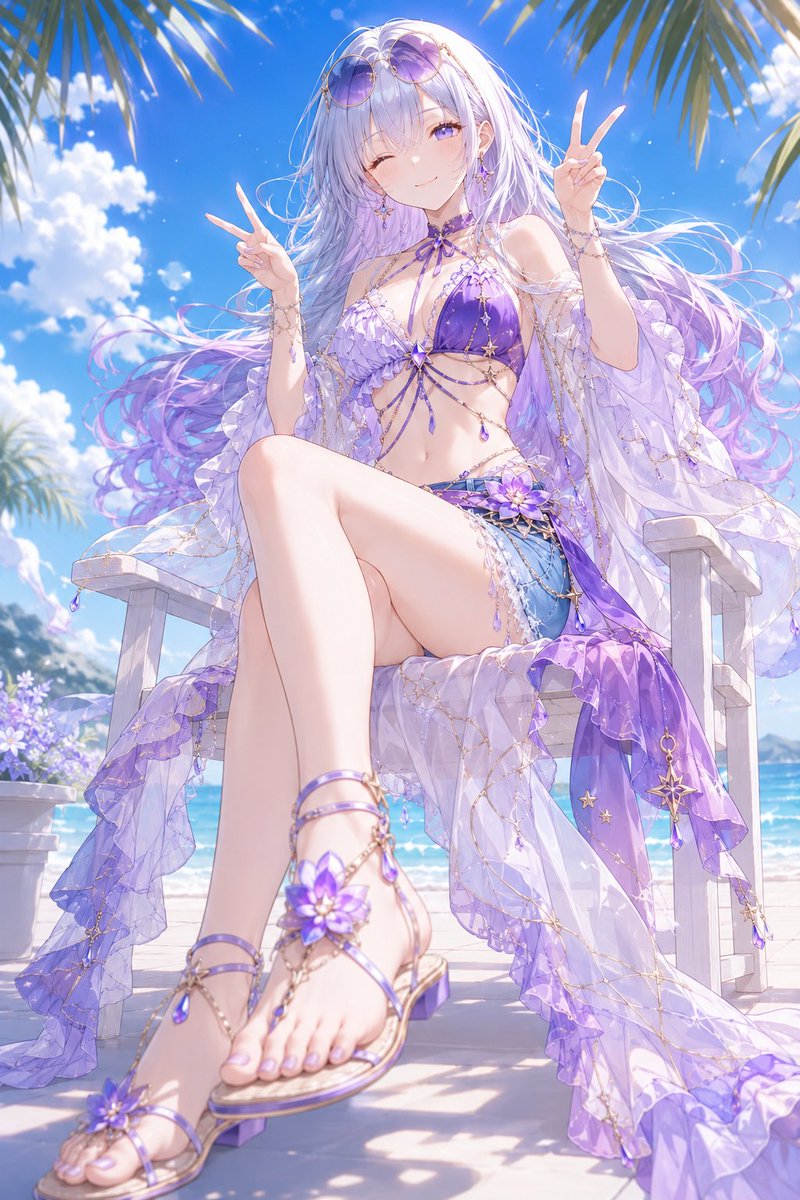 samuraionigiri2's tweet photo. 【星波ラベンダービーチセット、創作神殿の衣装箱】chatAI用プロンプト
うちの子アストリスをイメージした水着衣装です☺️
よかったら皆さんのうちの子にも着せてみてください
リプ欄に日本語、英語プロンプト書いておきます
SFW
#AIart https://t.co/uOrTjksIH9