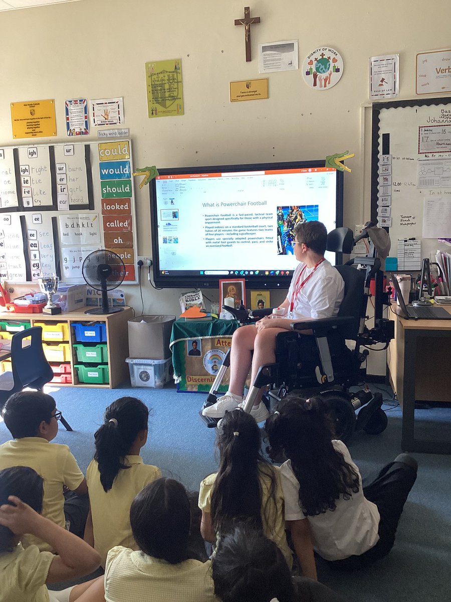HolyFamilyYear2's tweet photo. We had a special visit from Jack and his mom today. Jack told us all about his passion and vocation of playing in The WFA. We recognise that God gave us our talents and to use them positively to form our unique calling and purpose. @HolyFamilyScho1 #CSThfb10   @Fightingbk4Jack https://t.co/8Vr1fMZcFx