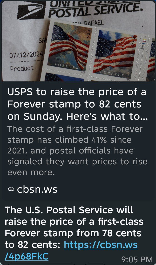 NathanFosterWA's tweet photo. The U.S. Postal Service will raise the price of a first-class Forever stamp from 78 cents to 82 cents: https://t.co/cyp604aP9r https://t.co/UdGjIIzkAh